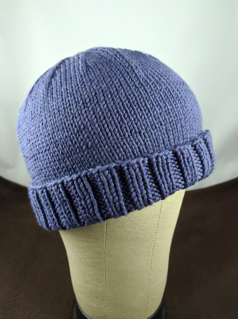 Hand Knit Purple Nylon-Acrylic Yarn AdultTeen Hat