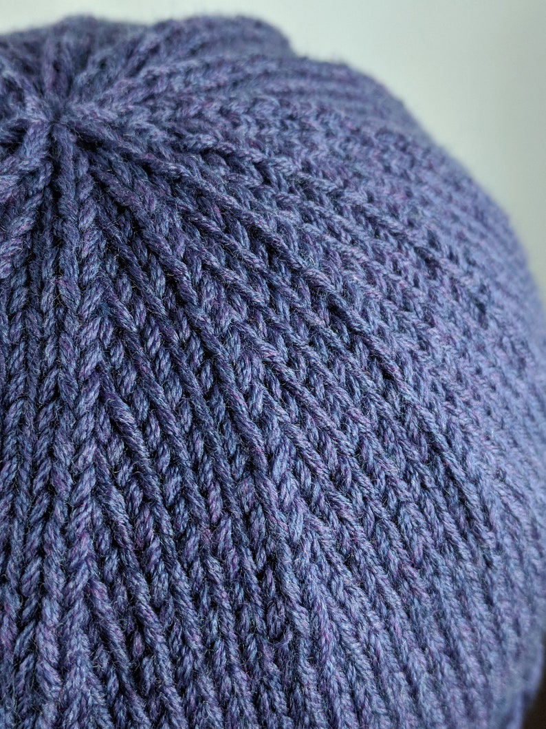 Hand Knit Purple Nylon-Acrylic Yarn AdultTeen Hat