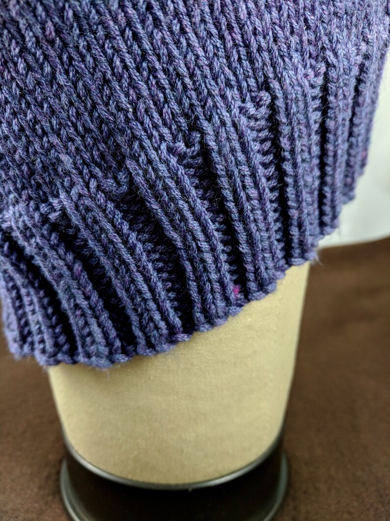 Hand Knit Purple Nylon-Acrylic Yarn AdultTeen Hat