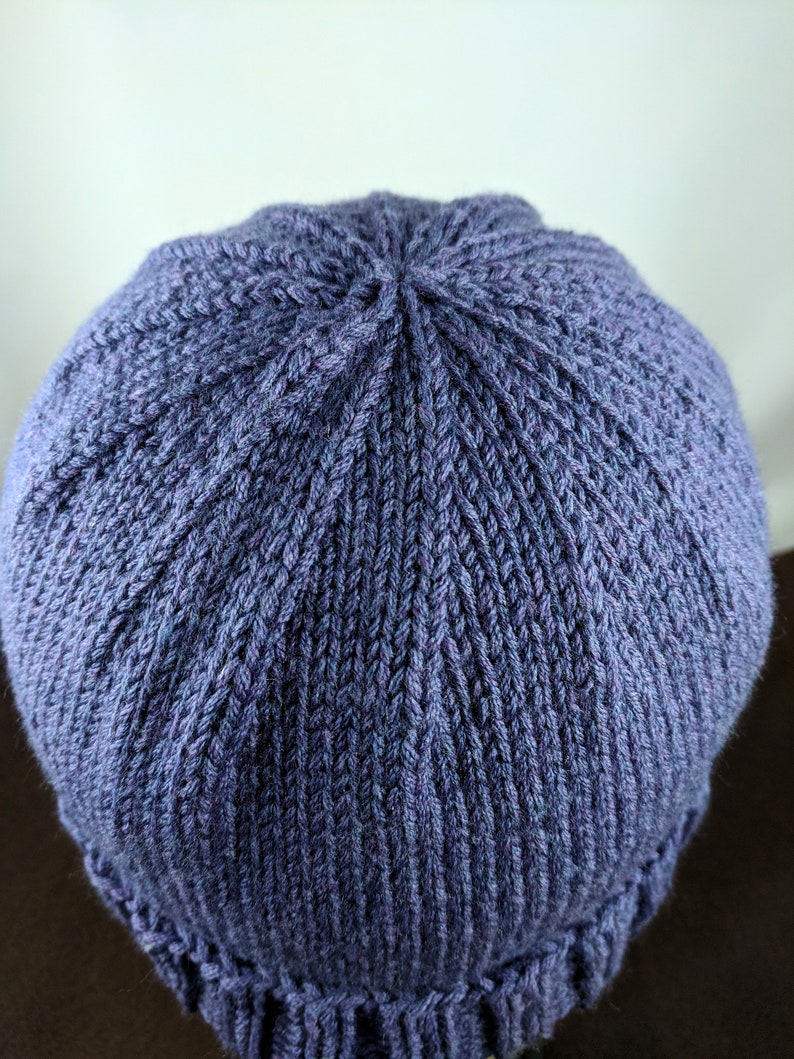 Hand Knit Purple Nylon-Acrylic Yarn AdultTeen Hat