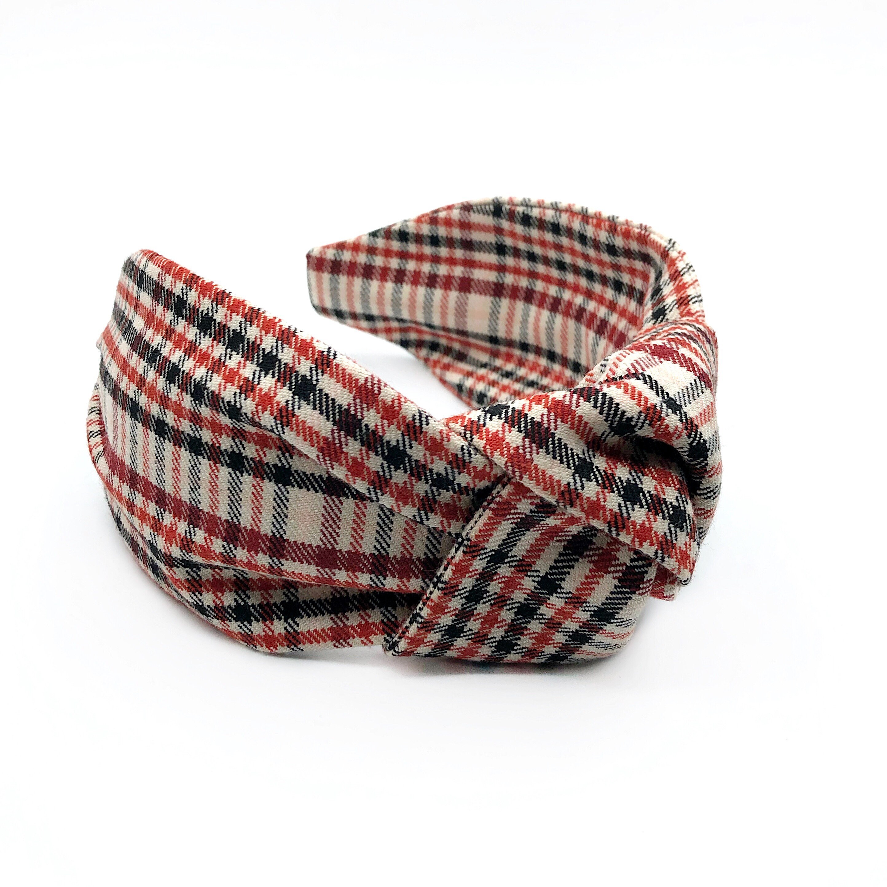 Top knot headband Red plaid headband Headbands for women Etsy
