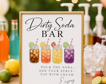 Dirty Soda Bar Sign – Printable Soda Station Decor for Birthday Parties, Weddings & Baby Showers