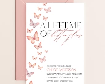 Butterfly Bridal Shower Invitation: Editable Canva Template (Printable Digital Download