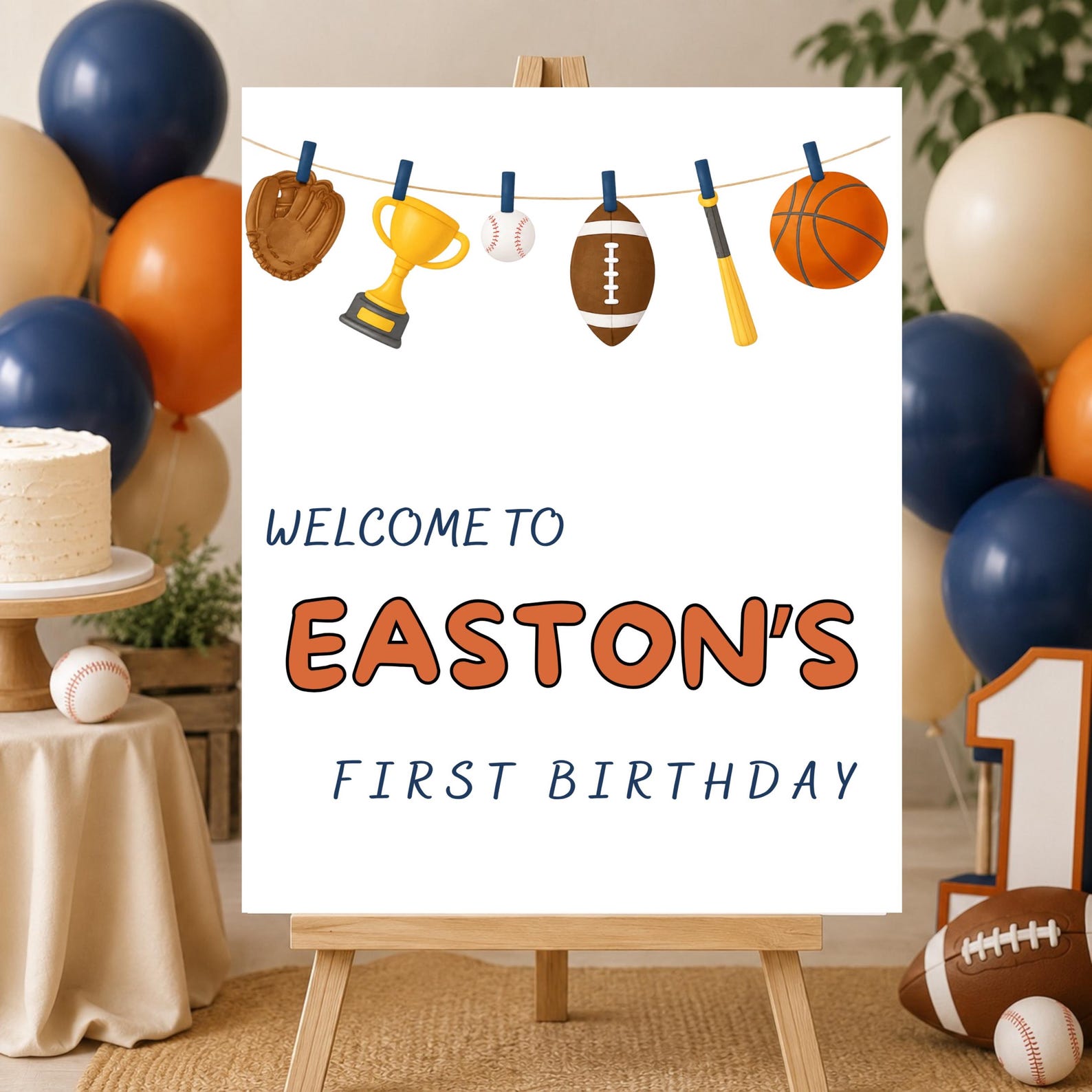 Rookie Year First Birthday Bundle | Sports Theme, Editable Canva Invite ...