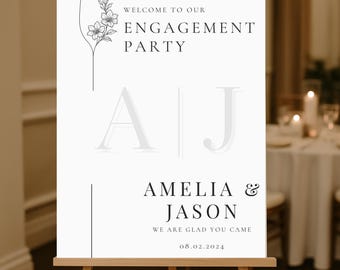 Elegant Engagement Party Welcome Sign: Champagne Flute Design (Digital Download