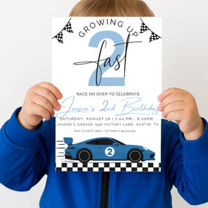 Two Fast Birthday Invitation | Race Car 2nd Birthday (Editable Printable)