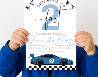 Two Fast Birthday Invitation | Race Car 2nd Birthday (Editable Printable)
