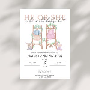 Editable Gender Reveal Invitation Template | Baby Shower Invite | Digital Download