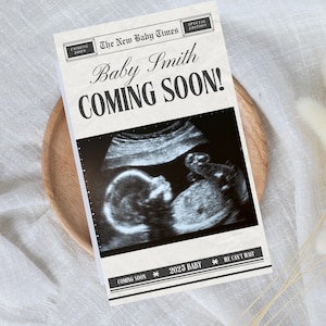 Faire-part de naissance bébé journal | Modèle de toile modifiable | Carte de statistiques personnalisée sur le nouveau-né | Imprimable d'inspiration vintage | Téléchargement numérique
