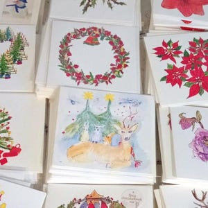 Square Christmas Cards, Winter Cards Christmas cards, Amaryllis, Mandala, Reindeer, various Christmas cards