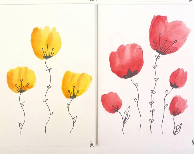 Water Colour Floral Gift Card, Greeting Card, Birthday Card