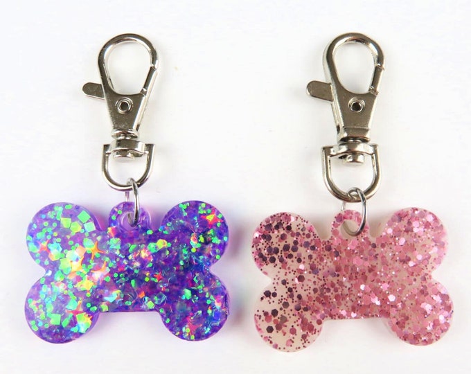 Glitter Resin Dog Bone Keychain