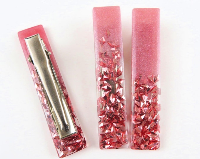 Two Tone Rose Gold Glitter Resin Hair Clip Barrette