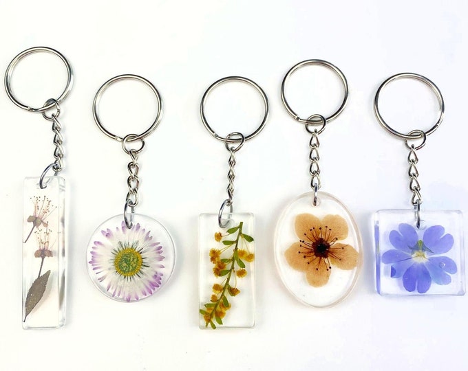 Pressed Flower Resin Keychains