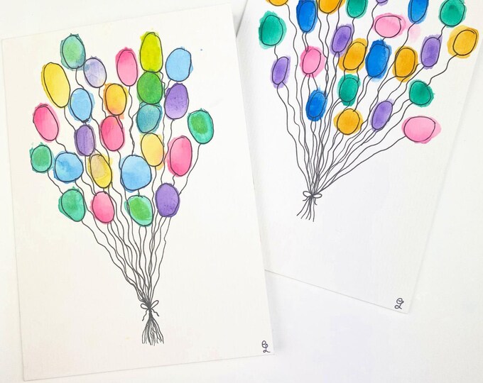 Water Colour Balloon Gift Card, Greeting Card, Birthday Card