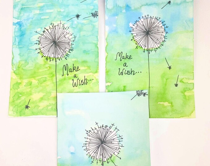 Water Colour Dandelion Gift Card, Greeting Card, Birthday Card