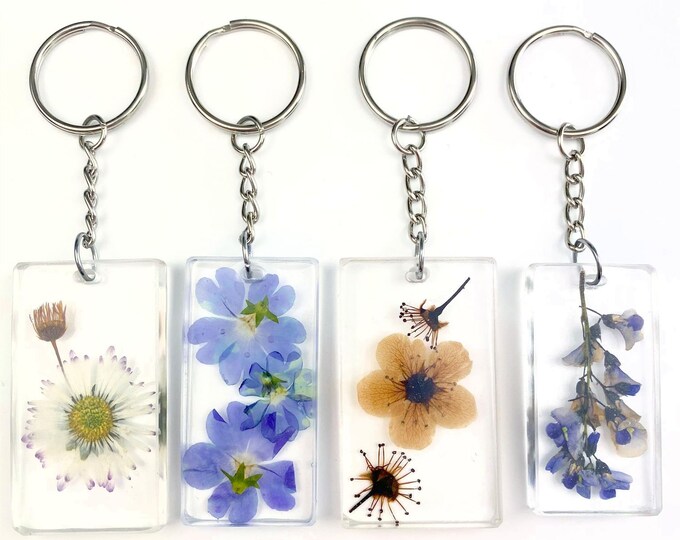 Large Pressed Flower Resin Keychains