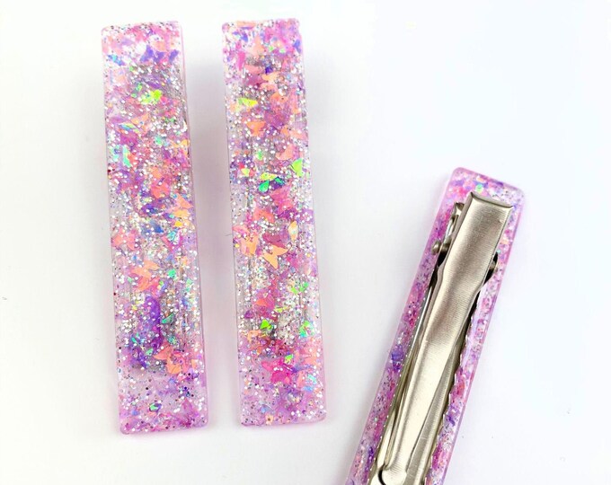 Pink Butterfly Glitter Resin Hair Clip Barrette