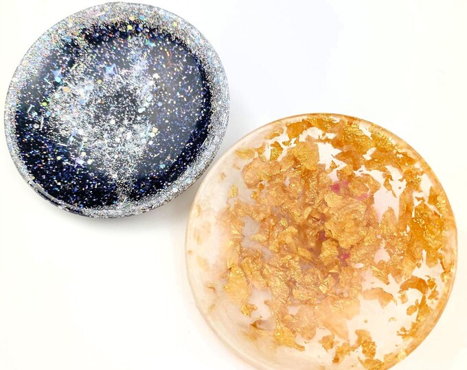 Glitter and Foil Resin Mini Ring bowl Jewellery Dish