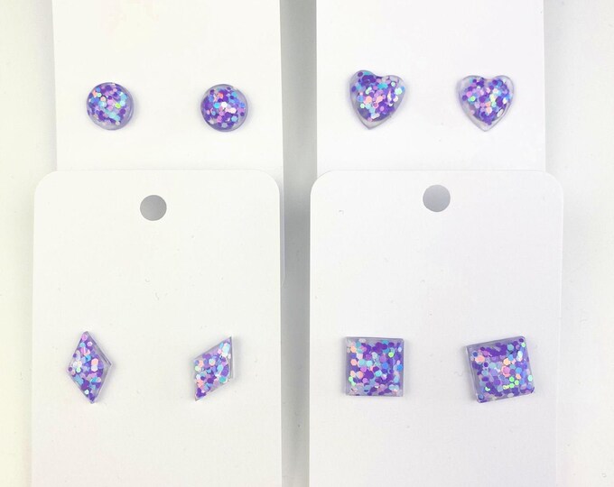 Berry Snowball Chunky Glitter Resin Stud Earrings