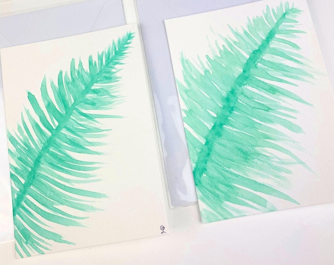 Water Colour Fern Leaf Gift Card, Greeting Card, Birthday Card