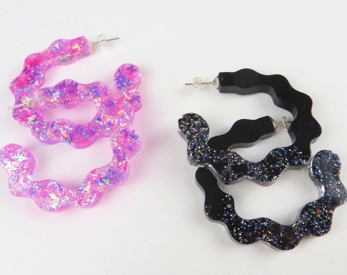 Glitter Hoop Resin Stud Earrings