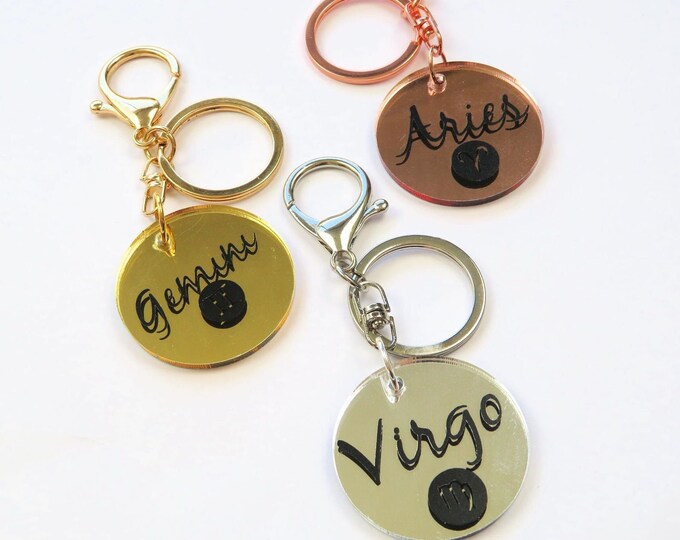 Star Sign Horoscope Mirror Key Chain
