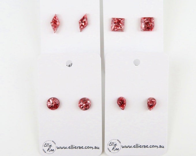 Rose Gold Glitter Resin Stud Earrings