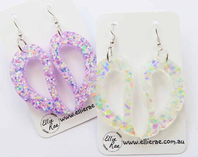 Angel Wings Chunky Glitter Statement Bold Earrings