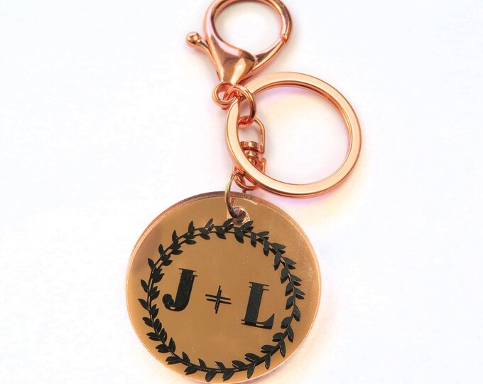 Custom Couples Letter Mirror Key Chain