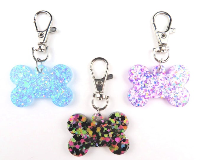 Glitter Resin Dog Bone Keychain