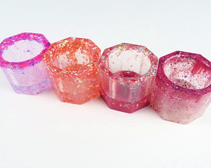 Pink Glittery Resin Tea Light Candle Holders
