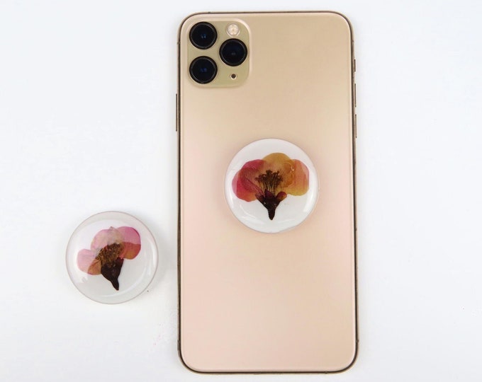 Pink Pressed Flower Resin Pop Sockets