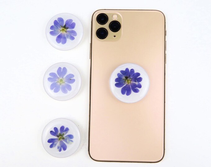 Purple Pressed Flower Pop Socket