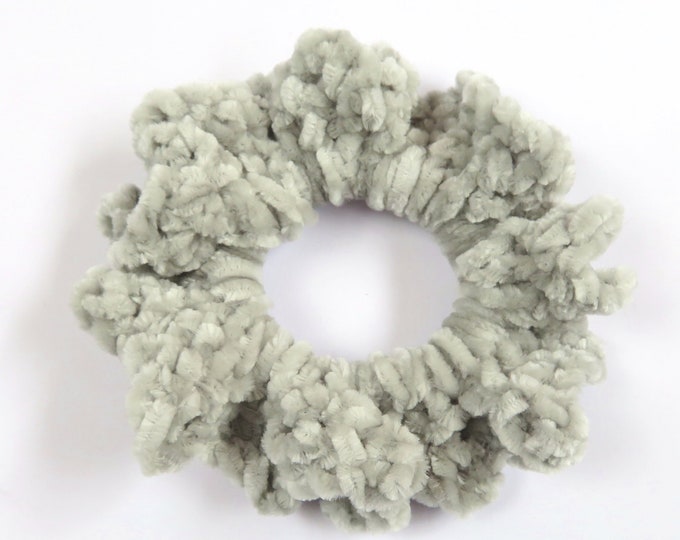 Light Grey Crochet Scrunchie