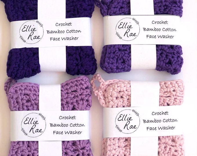 Purple Bamboo Cotton Crochet Wash Cloths