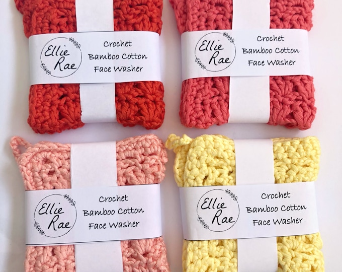 Orange Bamboo Cotton Crochet Wash Cloths