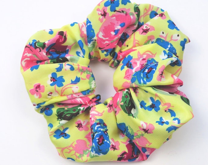 Bright Yellow Floral Scrunchie
