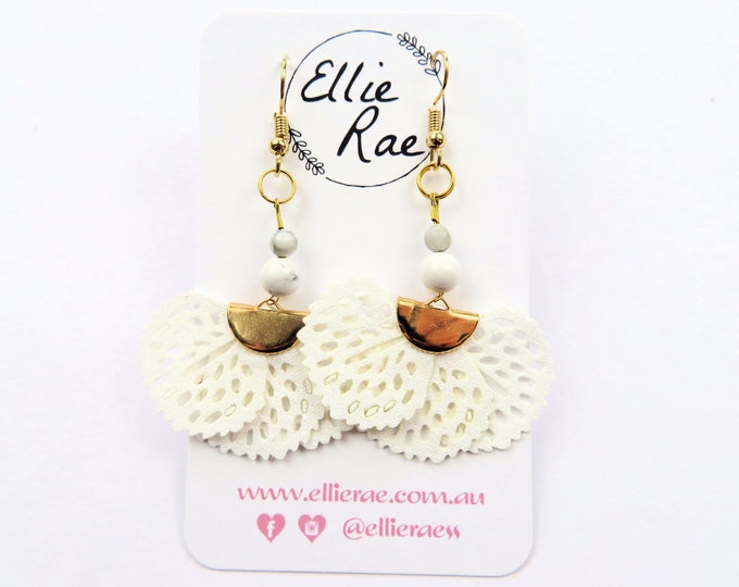 Howlite and Faux Leather Tassel Dangle Earrings