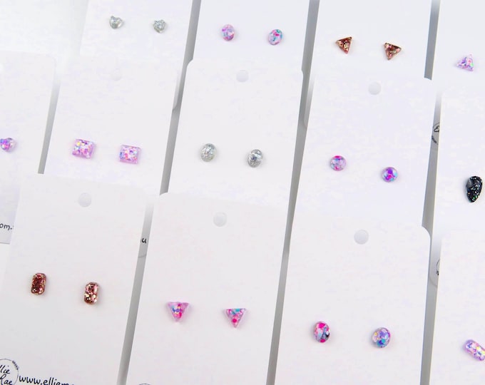 Random Lucky Dip Mini Resin Glitter Stud Earrings
