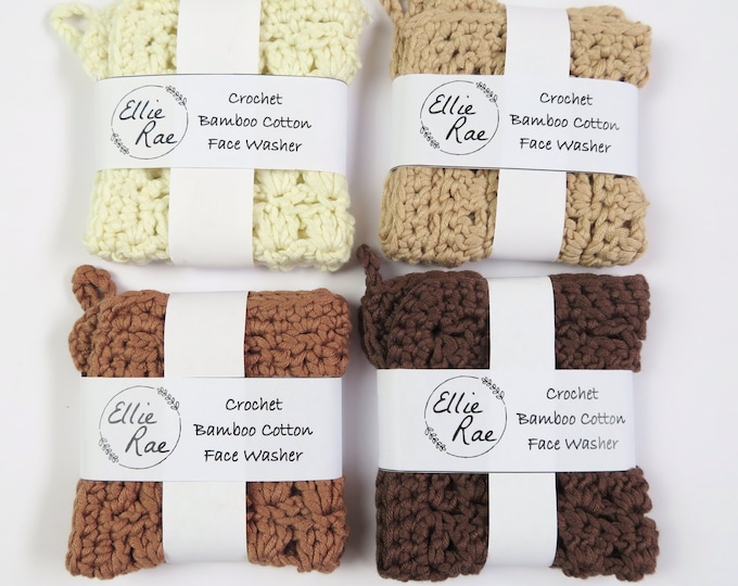 Brown Bamboo Cotton Crochet Wash Cloths