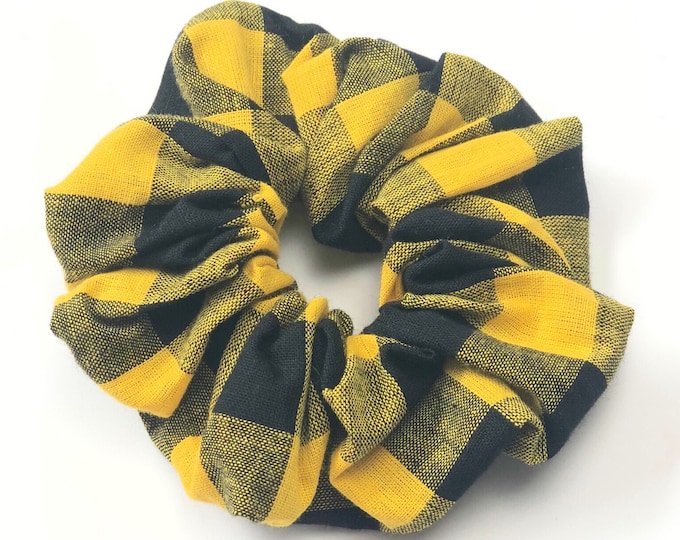 Black and Yellow Gingham Scrunchie - Lrg