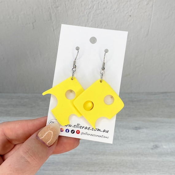 Swisse Cheese Polymer Clay Dangle Earrings