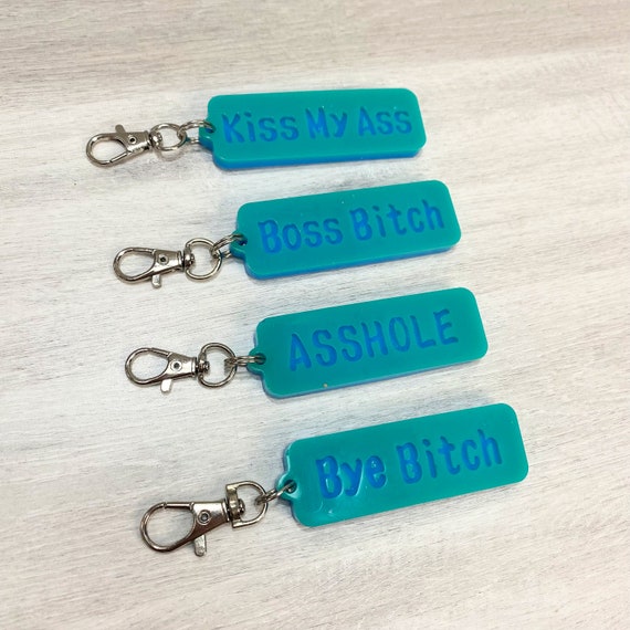 Light Blue Cuss Word Resin Keychain