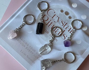 crystal keychain | crystal keyring | amethyst keychain | rose quartz keychain | clear quartz key chain