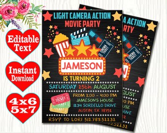 movie invitation etsy
