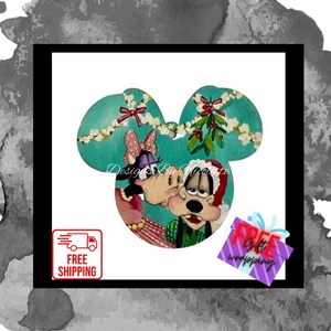 Clarabelle Goofy Wood Christmas Ornament Mini Painting Disney Holiday