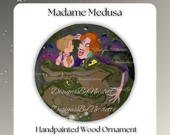 Hand-Painted Disney villain Madame Medusa Ornament  | the Rescuers Penny|  Fantasy Villain Wood Art Keepsake | Halloween gift