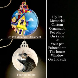 Up House Pet Memorial Ornament: Hand-Painted with Pet Photo