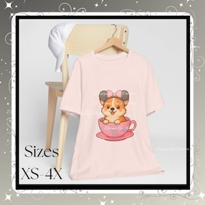 Corgi Puppy in Teacup Tee, Magical Minnie Mouse Ears Shirt, Disney Cartoon Dog Tshirt, Unisex Jersey Short Sleeve Tee, Gift for Dog Lovers,